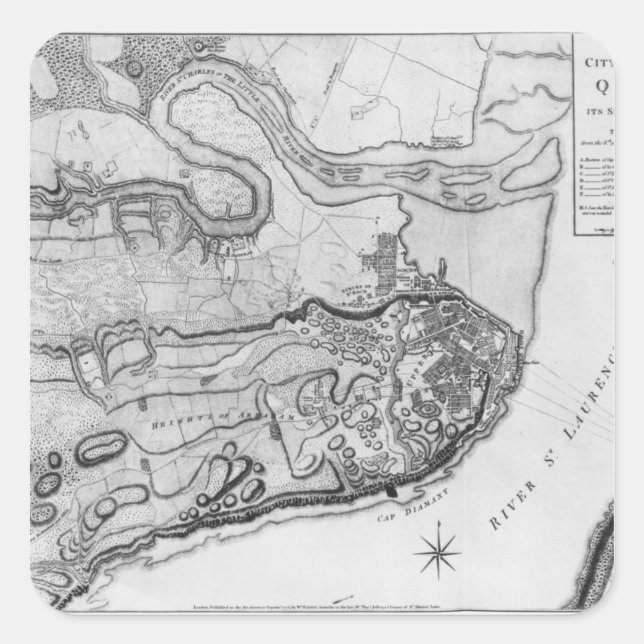 Map of the city and environs of Quebec Square Sticker (Front)
