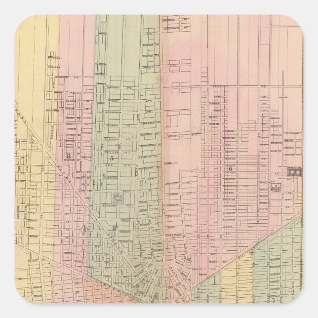 Map of the City of Detroit Square Sticker (Front)