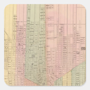 Map of the City of Detroit Square Sticker