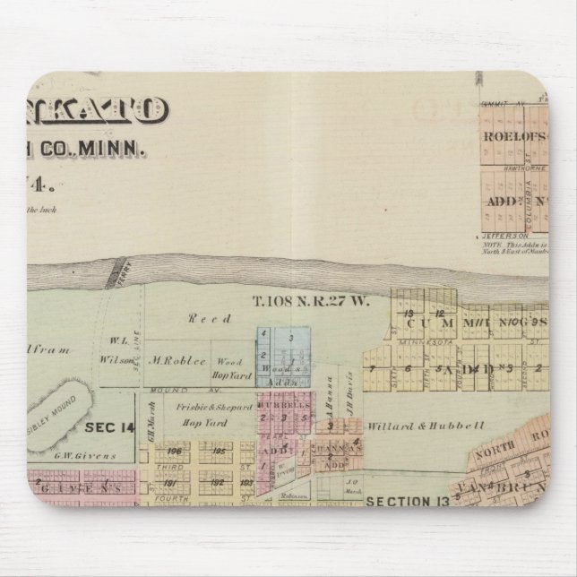 Map of the City of Mankato, Minnesota Mouse Pad (Front)