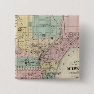 Map of the City of Milwaukee, Milwaukee Co 2 Inch Square Button