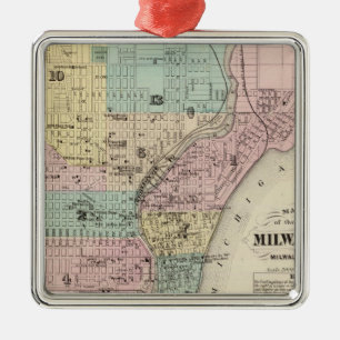 Map of the City of Milwaukee, Milwaukee Co Metal Ornament