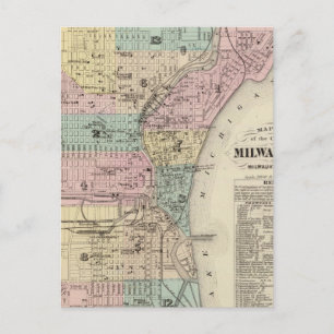 Map of the City of Milwaukee, Milwaukee Co Postcard