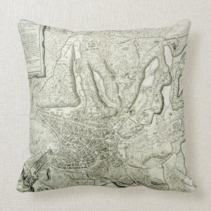Map of the city of Rome, engraved by the artist, 1 Throw Pillow