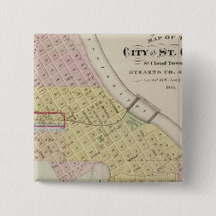 Map of the City of St. Cloud, Minnesota 2 Inch Square Button