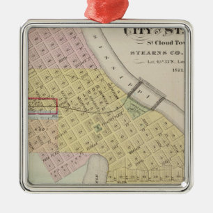 Map of the City of St. Cloud, Minnesota Metal Ornament