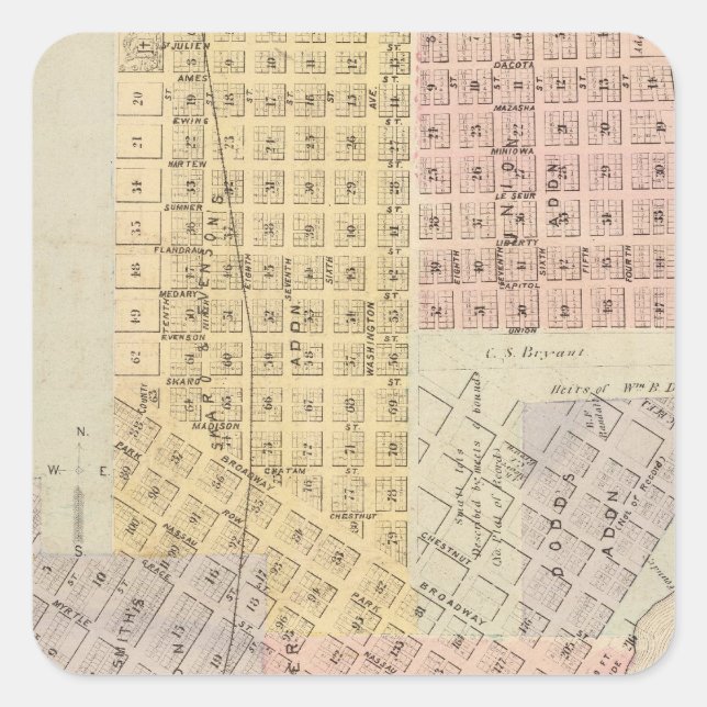 Map of the City of St. Peter, Minnesota Square Sticker (Front)