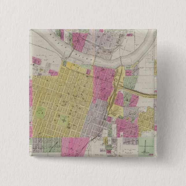 Map of the City of Topeka 2 Inch Square Button (Front)