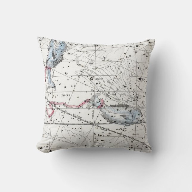 Map of The Constellations Plate XXII Throw Pillow (Front)