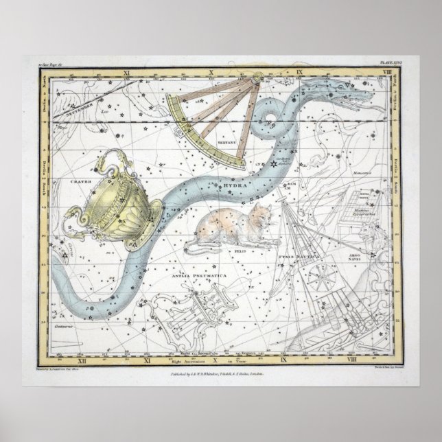 Map of The Constellations Plate XXVI Poster (Front)