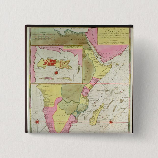 Map of the Countries of Africa 2 Inch Square Button (Front)