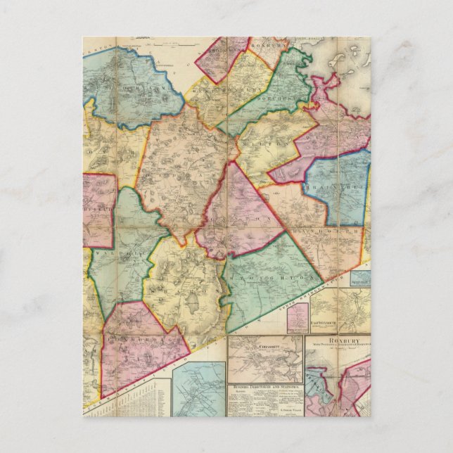 Map of the County of Norfolk, Massachusetts Postcard (Front)