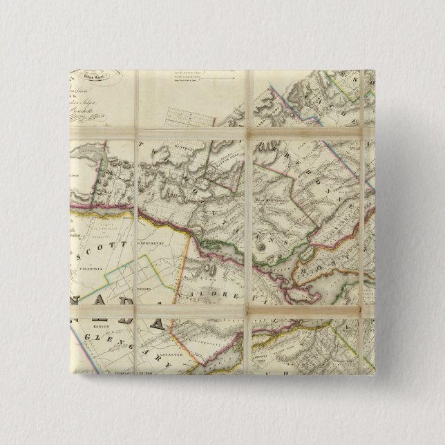 Map of the District of Montreal, Lower Canada 2 Inch Square Button (Front)