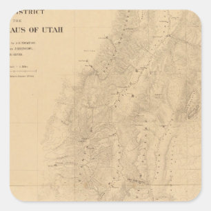 Map of the district of the High Plateaus of Utah Square Sticker