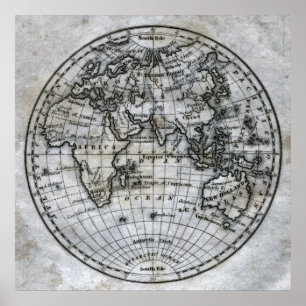 Map of the Eastern Hemisphere Poster