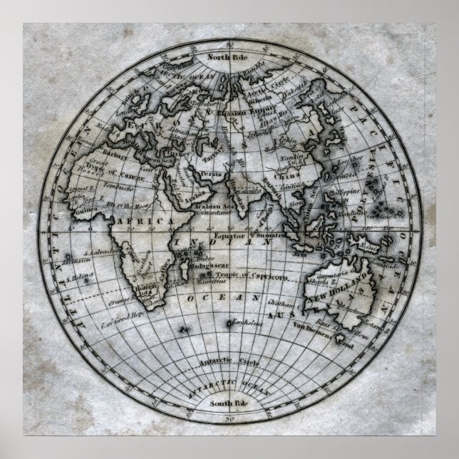Map of the Eastern Hemisphere Poster (Front)