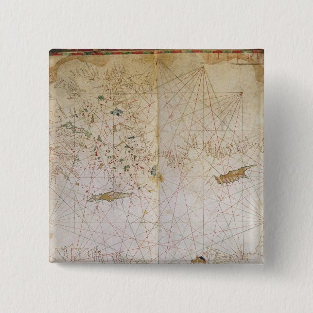 Map of the Eastern Mediterranean 2 Inch Square Button (Front)