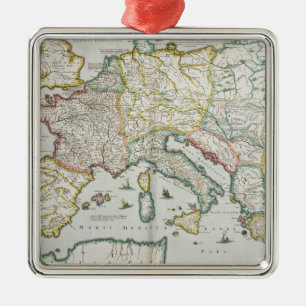 Map of the Empire of Charlemagne Metal Ornament