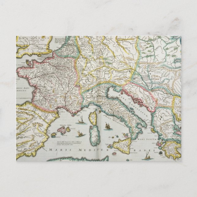 Map of the Empire of Charlemagne Postcard (Front)