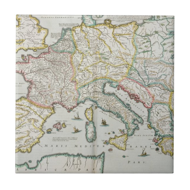 Map of the Empire of Charlemagne Tile (Front)