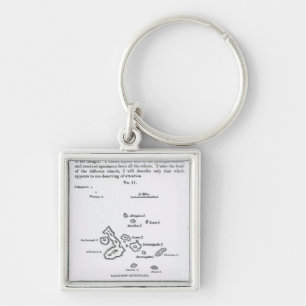 Map of the Galapagos Archipelago, 1844 Keychain