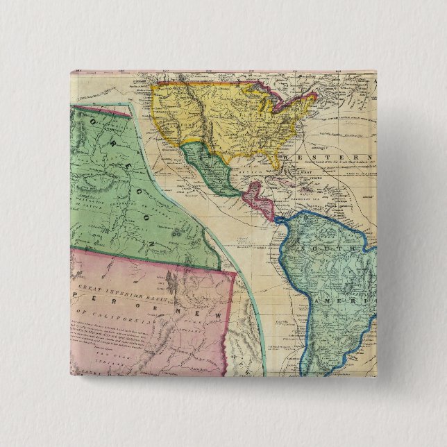Map of the Gold Regions of California 2 Inch Square Button (Front)