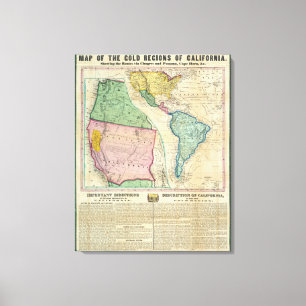 Map of the Gold Regions of California Canvas Print