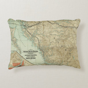 Map Of The Grand Trunk Pacific Railway Accent Pillow