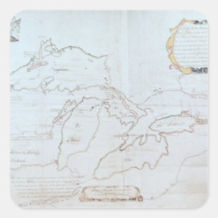 Map of the Great Lakes Square Sticker