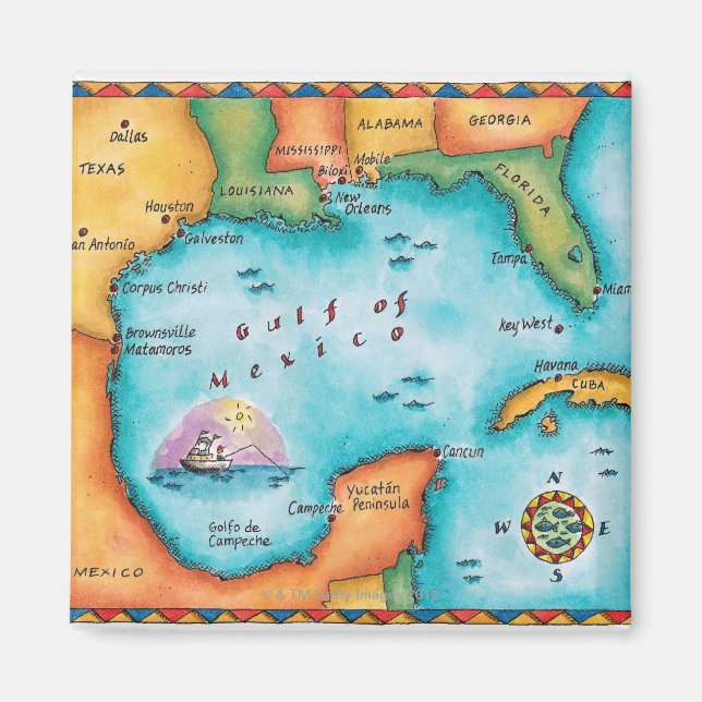 Map of the Gulf of Mexico Magnet (Front)