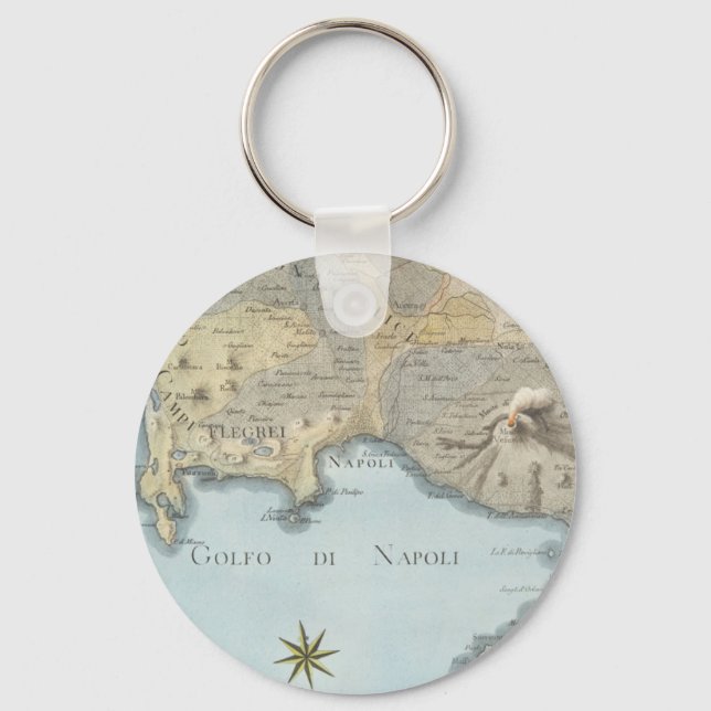 Map of the Gulf of Naples and Surrounding Area Keychain (Front)