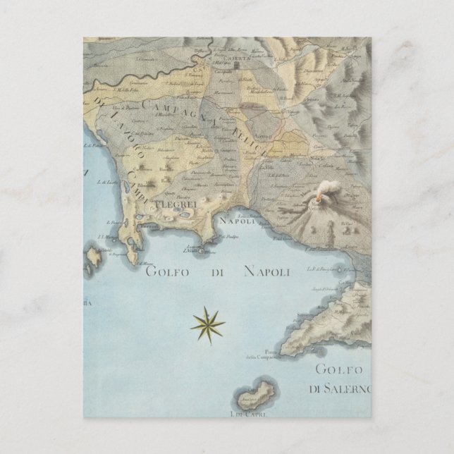 Map of the Gulf of Naples and Surrounding Area Postcard (Front)