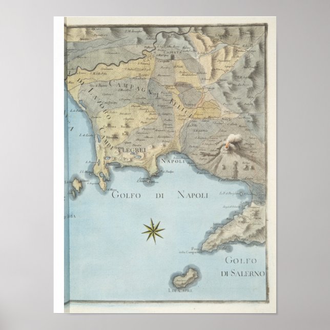 Map of the Gulf of Naples and Surrounding Area Poster (Front)