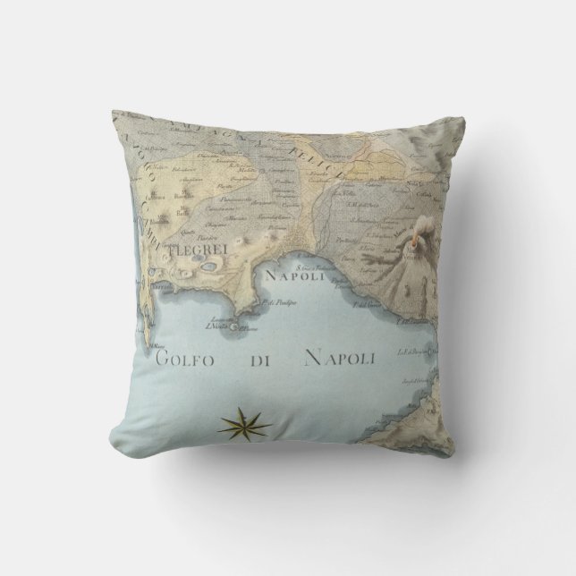 Map of the Gulf of Naples and Surrounding Area Throw Pillow (Front)