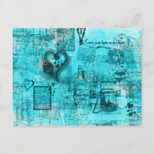 Map of the Heart (Turquoise) Postcard