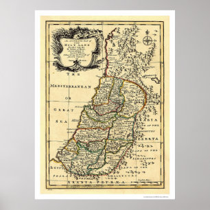 Map of the Holy Land of Israel by Bowen 1752 Poster