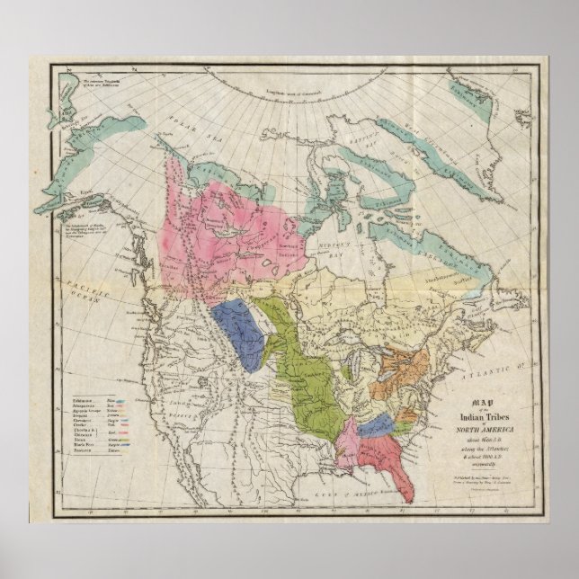Map of the Indian Tribes of North America Poster (Front)