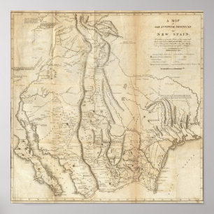 Map of The Internal Provinces of New Spain Poster