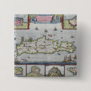 Map of the Island of Candia 2 Inch Square Button