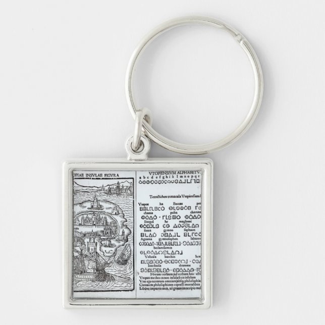 Map of the Island of Utopia and its Alphabet Keychain (Front)