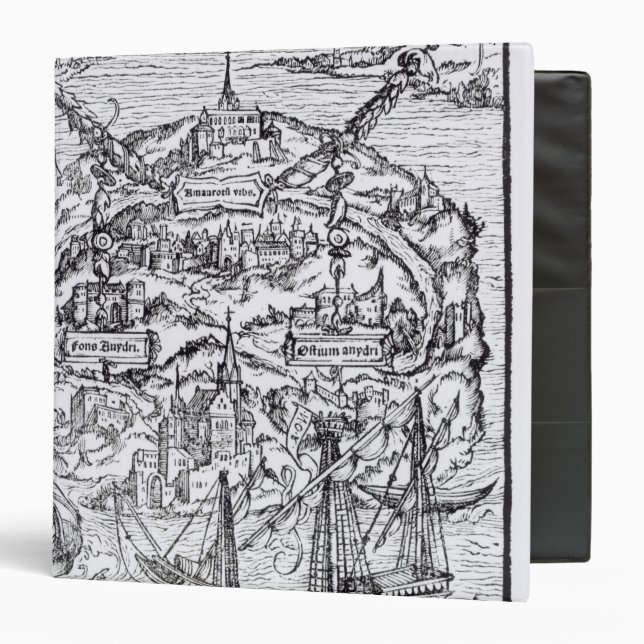 Map of the Island of Utopia, Book frontispiece Binder (Front/Inside)