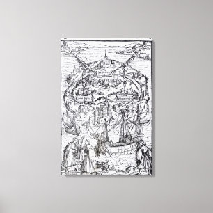 Map of the Island of Utopia, Book frontispiece Canvas Print