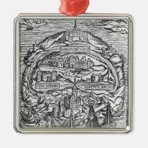 Map of the Island of Utopia, Book frontispiece Metal Ornament