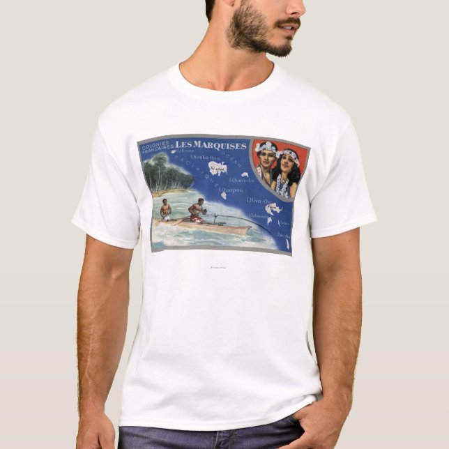 Map of the Islands, Natives in a Canoe T-Shirt (Front)