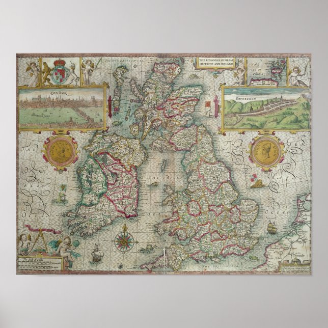 Map of the Kingdom of Great Britain and Ireland Poster (Front)