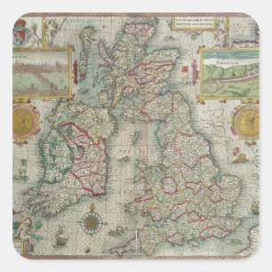 Map of the Kingdom of Great Britain and Ireland Square Sticker