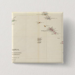Map of The Leeward Islands 2 Inch Square Button