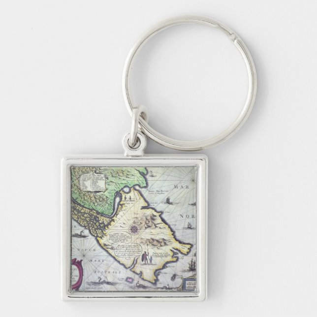 Map of the Magellan Straits, Patagonia Keychain (Front)