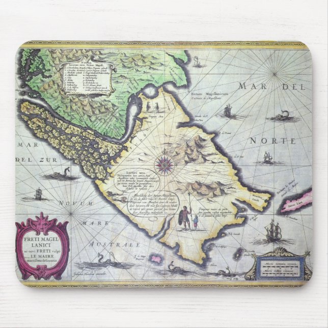 Map of the Magellan Straits, Patagonia Mouse Pad (Front)