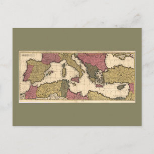 Map of the Mediterranean Sea (1695) Postcard